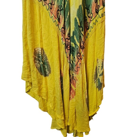 Retro Style SUNFLOWER Brand Tie Dye Embroider Stitch Assymetrical Hem Dress OSFM - Picture 4 of 8